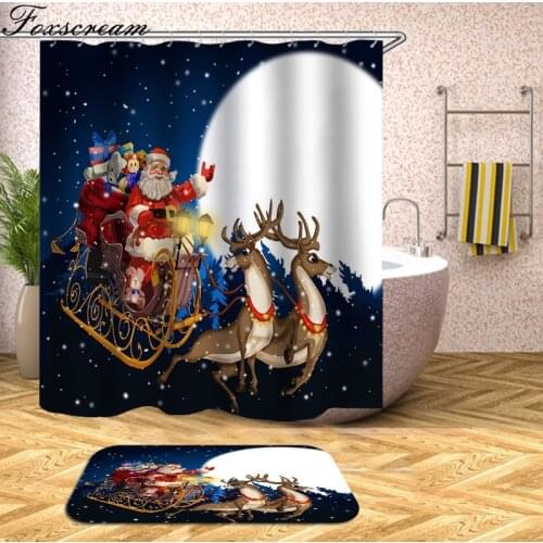 Christmas Shower Curtain Merry Christmas Decor For Home Santa Claus Shower Curtain Sleepy Snowman Waterproof Bathroom Or Mat