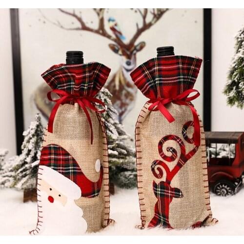 Christmas Ornaments Santa Claus Christmas Wine Bottle Cover Merry Christmas Decorations For Home New Year 2022 Xmas Gift Navidad
