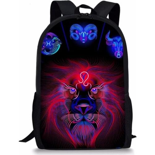 Boys Girls School Bags 12 Constellation Leo Printing Backpack For Women Men Teenager Children Schoolbag Fashion Mochila Escolar