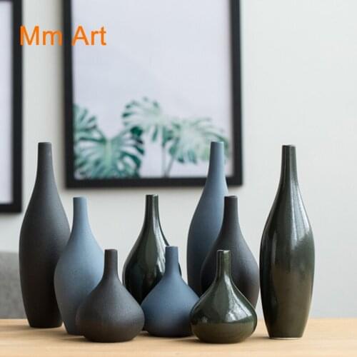 Zen Black Nordic Mediterranean European Ceramic Fresh Chinese Decoration Flower Arrangement Ornaments