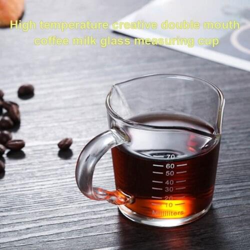 Heat Resistant Double Spout Glass Coffee Measuring Cup for Home and Kitchen Espresso coffee cup Mouth Coffee Milk Cups
