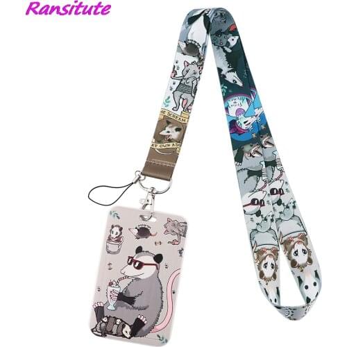 Ransitute R1886 Cute Screaming Rat Card Holder ID Holder Bus Card Holder Staff Card Hang Rope Lariat Lanyard For Friend Child