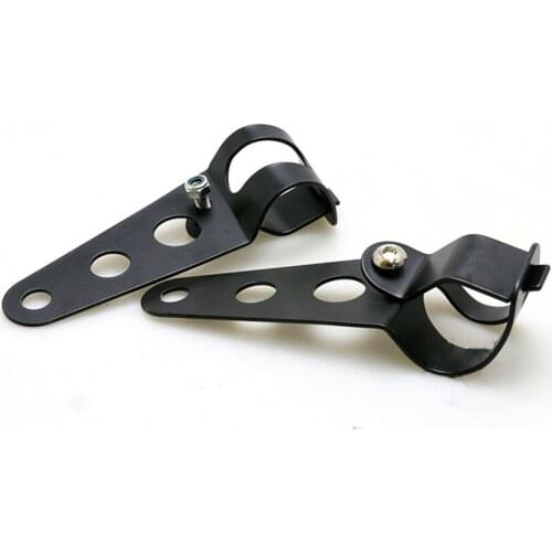 1 Pair Universal Motorcycle Motorbike Headlight Lamp Mount Bracket Housing 28mm-36mm Mounting Clamps, Silver, Black