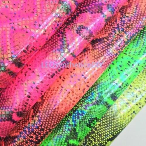 1PC 21X29CM Neon Pearlized Snake Faux Leather Fabric, Synthetic Leather Fabric Sheets For Making Bows LEOsyntheticoDIY T385