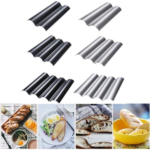 3colors 2/3/4 Groove French Bread Mold Wave Baking Tray Practical Cake Baguette Mould Pans Waves Baking Tools Kitchen Supplies