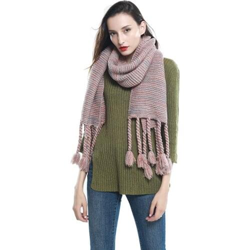2020 Fashion Long Scarves For Women Winter Scarf Blanket Cashmere Soft Shawl Wrap Tassel Hand Knitting Wool Scarf Foulard Femme