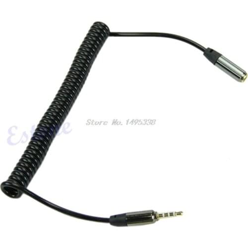 3.5mm Jack Male To Female Spring Aux Extension Cord Spiral Stereo Audio Cable Whosale&Dropship