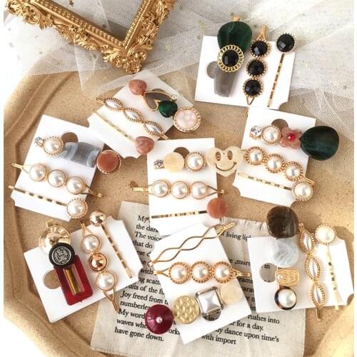 3pcs Pearl Hair Clip for Girls Retro Barrette Acrylic Hairpins Metal Hair Clips for Women Trendy Hair Styling Tool Hairpin stick