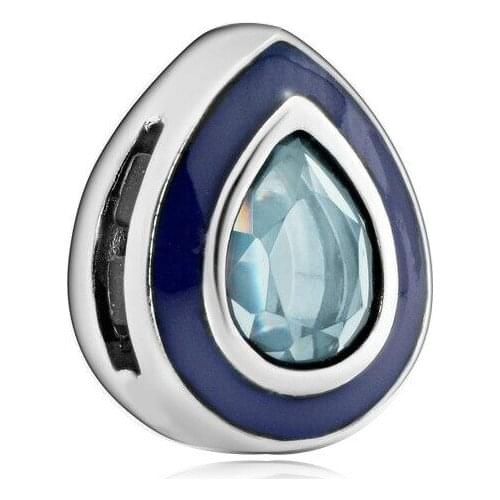 5PCS Autumn Silver Color Blue Ename Crysal Water Droplets Tear Alloy Bead Fit Original Snake Bracelet Women DIY Jewelry Making