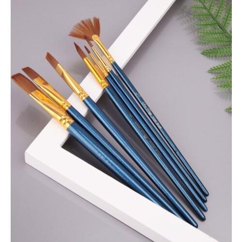 7Pcs/set Hair Nylon Oil Painting Brush Artist Watercolor Brush Pro Art Supplies