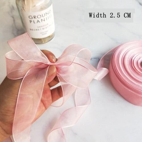 91m/roll) Organza Ribbon Wholesale gift wrapping decoration Christmas Flower ribbons lace fabric 25mm DIY Bowknot Accessories