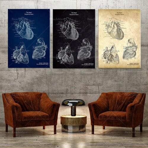 Anatomy Canvas Painting Brain Heart Organ Medical Education Poster Abstract Printed Wall Art Picture