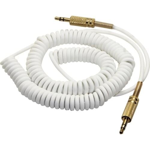 3.5mm Audio AUX Cable Jack to Jack Spring Coiled Stereo Auxiliary Wire Cord For -Marshall Woburn Wireless BT Speaker