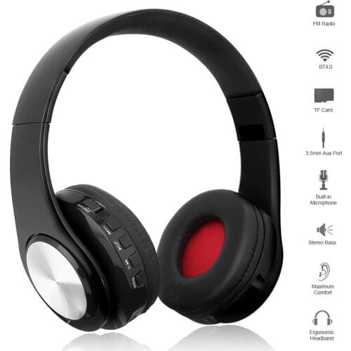 Wireless Bluetooth Headphones Foldable Stereo Music Headsets TF Card MP3 Player FM Radio 3.5mm Wired Earphone With Microphone