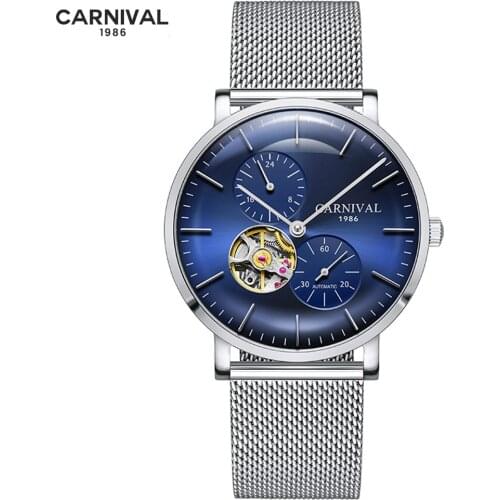 Luxury Brand CARNIVAL 24 Hours Men Sports Watches Mens Automatic Mechanica Clock Man Fashion Casual Wrist Watch Relogio