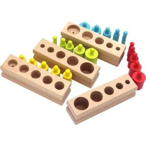 Baby Wooden Socket Cylinder Set Montessori Early Learning Toys Kits Toddler Educational Tools Y4QA