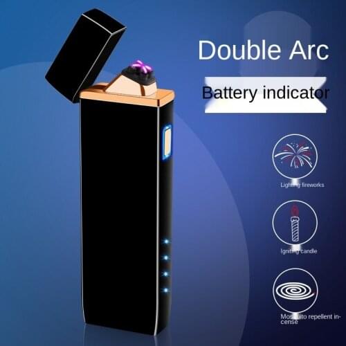 Cool dual arc induction switch lighter Environmental USB rechargeable portable power supply Show windproof smoking accessories