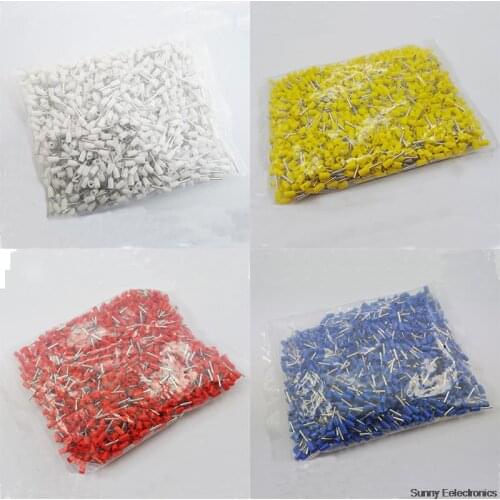 4000pcs 18 AWG Insulated Copper Crimp Connector E1008 Insulated Cord End Terminal Wire Ferrules Red Blue Yellow Black