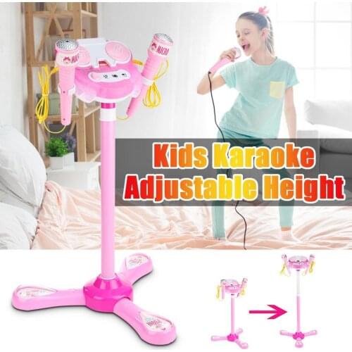 Karaoke Machine Set 2 Microphones Music Play Toy Adjustable Stand For Kid Home Girl Singing System Children Boy Microphone MP3