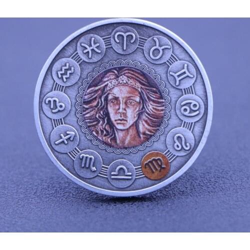 Beautiful Non-Magnetic Twelve Constellation Zodiac Silver Commemorative Coins Euro Astrology Virgo Elizabeth II Souvenir Gifts