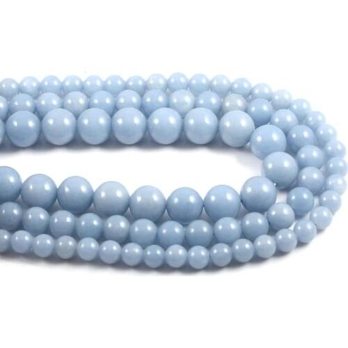 Natural Stone Round Beads Blue Agates Loose Beads for DIY Jewelry Necklace Bracelet Accessories Making Size 6mm / 8mm / 10mm