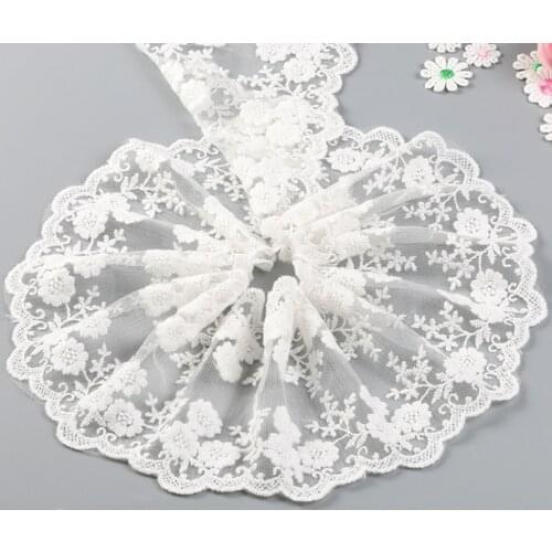 Width 110mm off white 15yards Cotton thread embroidery Net Lace Trim fabric Garment ribbon headband wedding gift DIY #0258