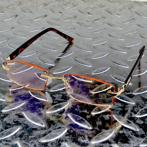 Diamond Frameless Fashion Men Trend Reading Glasses 0.75 1.25 1.5 2.00 1.75 TO 4 with Case