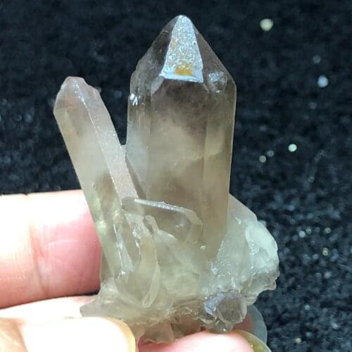 1PCNatural crystal tea Topaz rough smoky crystal Obelisk aura healing round vein home decoration