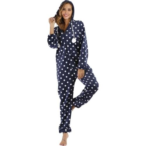 Winter Autumn New Nightwear Casual Comfortable Soft Sleepwear Hooded Homewear Women Flannel Keep Warm Onesies Jumpsuit Pajama