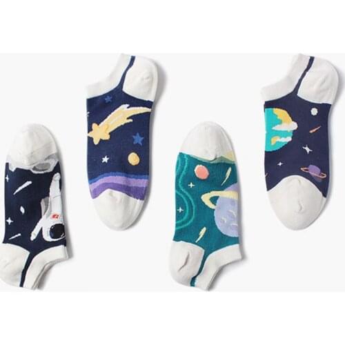 New 2020 Spring Summer Cotton Socks Women Cute Cartoon Astronaut Planet Funny Happy Ankle Socks Factory Dropshipping Contact Us