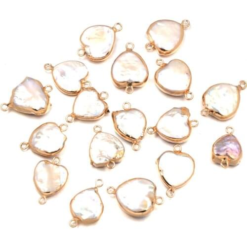 Natural Freshwater Pearl Pendant irregular Double hole connector Pendants for Jewelry Making DIY Bracelet Necklaces Accessories