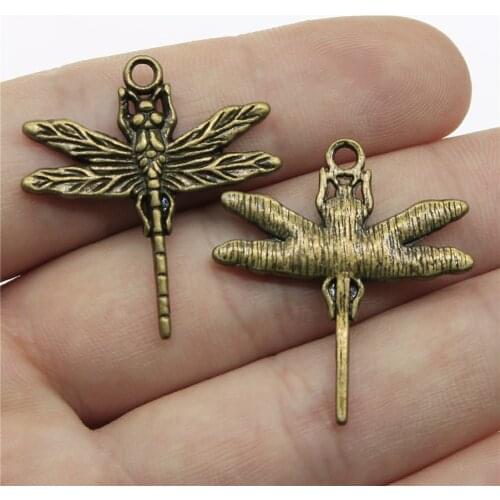 10pcs Charms Dragonfly Antique Bronze Color 1.2x1.1 inch (31x28mm) Metal Alloy Jewelry DIY Accessories