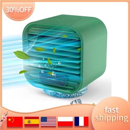 Portable Air Conditioner Mini Evaporative Cooler Table Fan 3 Speeds Portable Air Cooler Mini Handle Rechargeable Air Conditioner