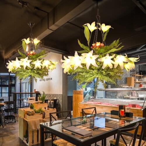 Of plants, lilies, chandeliers, led music restaurants, bars, decorations, green flowers, modern simple chandeliers