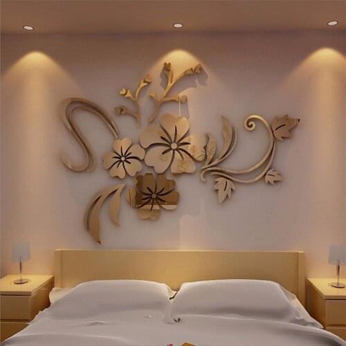 Self Adhesive Wall Sticker Flower Vine Modern Decal Waterproof Anti Static Harmless Removable Mirror Home Room Office Decoration