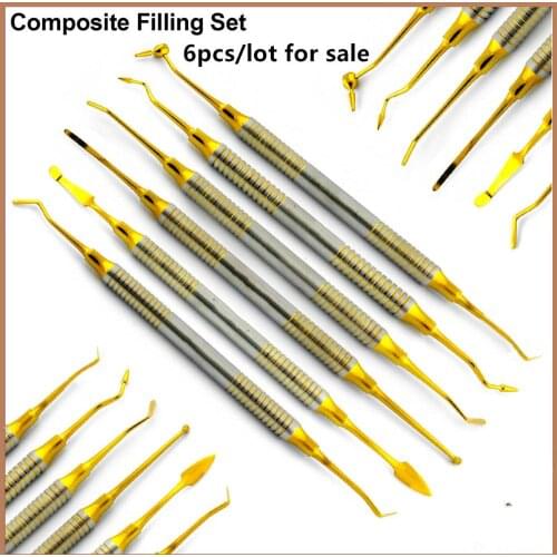 Teeth Whitening Composite Resin Filling Spatula Titanium plated Head Resin Filler set Dental Tool thick handle Restoration set