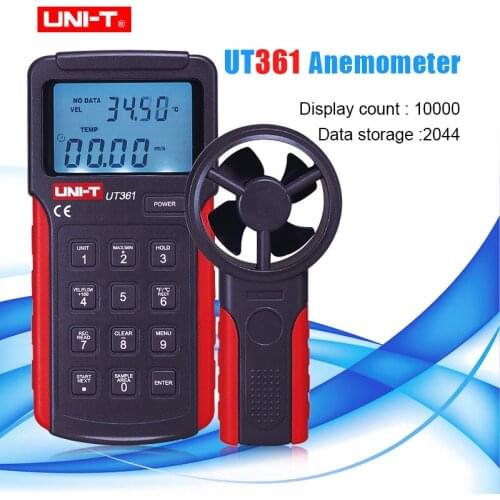 UNI-T UT361Digital Anemometer Air Flow Meter Tachometer Anemoscope 2-30m/s can measure temperature/wind speed/wind count
