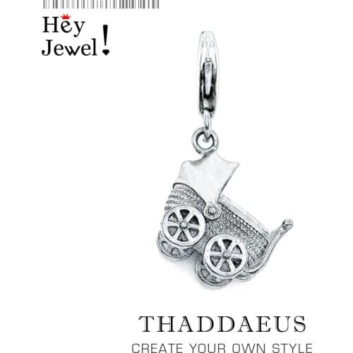 Vintage Pram Charm Pendant Crafted from 925 Sterling Silver 2021 Summber New Birthday Christening Gift For Women Men