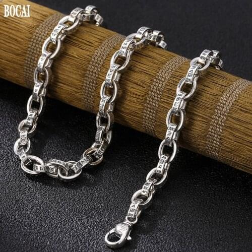 2021 S925 Silver Jewelry Creativity Punk Annulation Buckle Six-character Mantra Personality Trend Mens and Womens Necklaces