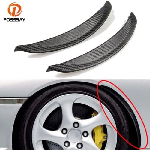 POSSBAY Car Styling 1 Pair Carbon Fiber Style Fender Flare Wheel Lip Body Kit Universal For Car Truck Wheel Protector Decoration