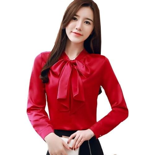 Spring fashion ladies elegant soft shirt 2019 new arrival professional work bow long sleeve formal women blouse