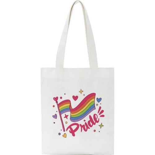 Pure And Fresh Rainbow Flag Women Bag Large-Capacity Canvas Ins College Cute Harajuku Tote 2021 Summer Female Shoulder Bags