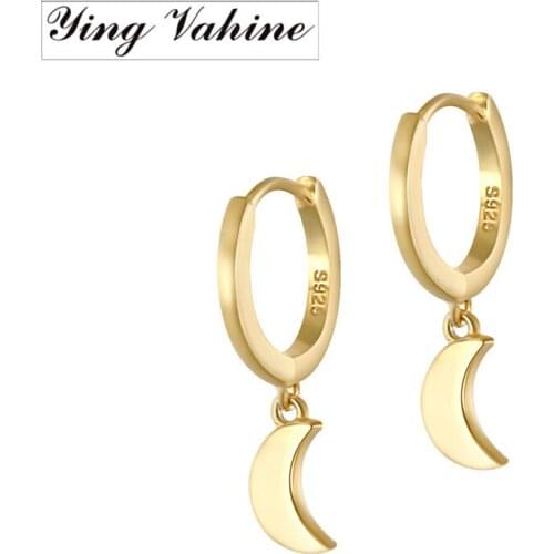 Ying Vahine 100% 925 Sterling Silver Moon Pendant Small Stud Earrings for Women