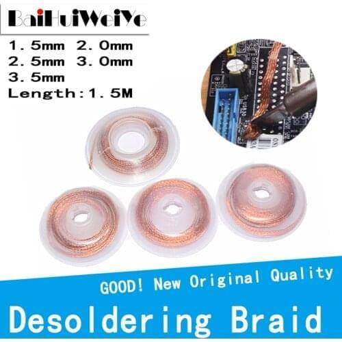 1.5M Length Desoldering Braid Welding Solder Remover Wick Wire Lead Cord Flux BGA Repair Tool 1.5mm 2mm 2.5mm 3mm 3.5mm Width