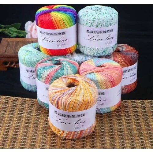 50g/ball Fancy Lace Segment Dyed Lace Thread Hand-woven Crochet Diy Cotton Thread In The Thick Wool Group