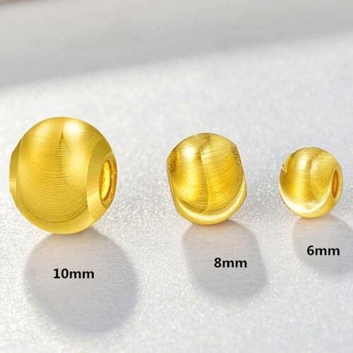 1PCS Real 999 24k Yellow Gold Bead Luck Cat Eyes Stone Pattern Pendant REAL 24K GOLD 6mm 8mm 10mm