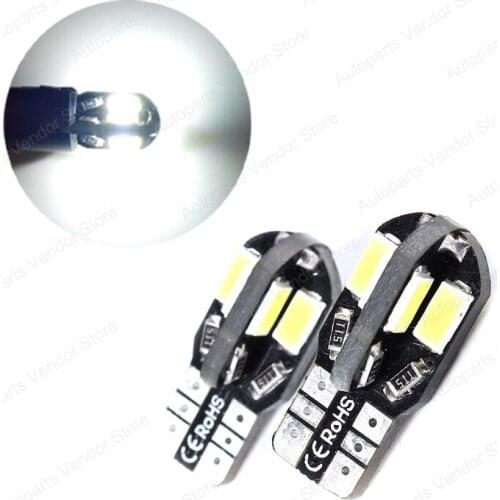 10Pcs White T10 W5W 5630 8SMD LED Canbus Error Free Car Bulbs 168 194 2825 Clearance Lamps License Plate Reading Lights 12V