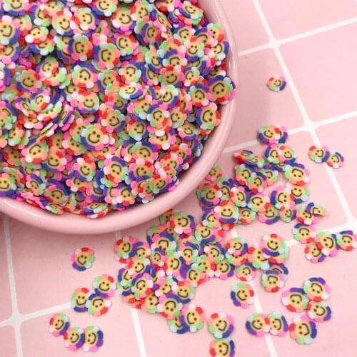 100g 5mm Rainbow Sunflower Polymer Clay Slices Sprinkles for Kids Diy Craft Nail Art Scrapbook Decoration Slime Filler Material