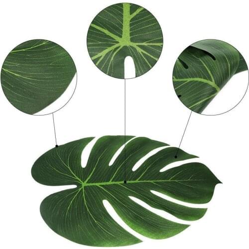12 Pcs Artificial Plant Fake Simulation Tropical Monstera Leaves Party Hotel Wedding Table Decoration Prop Wholesale 2021