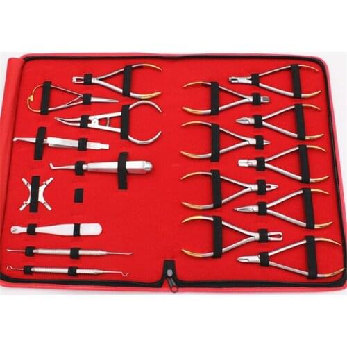 18 pcs/set Dentist Orthodontic Pliers Toolkit Set Archwire Forming Cutting Bending Plier Stainless Steel Instrument